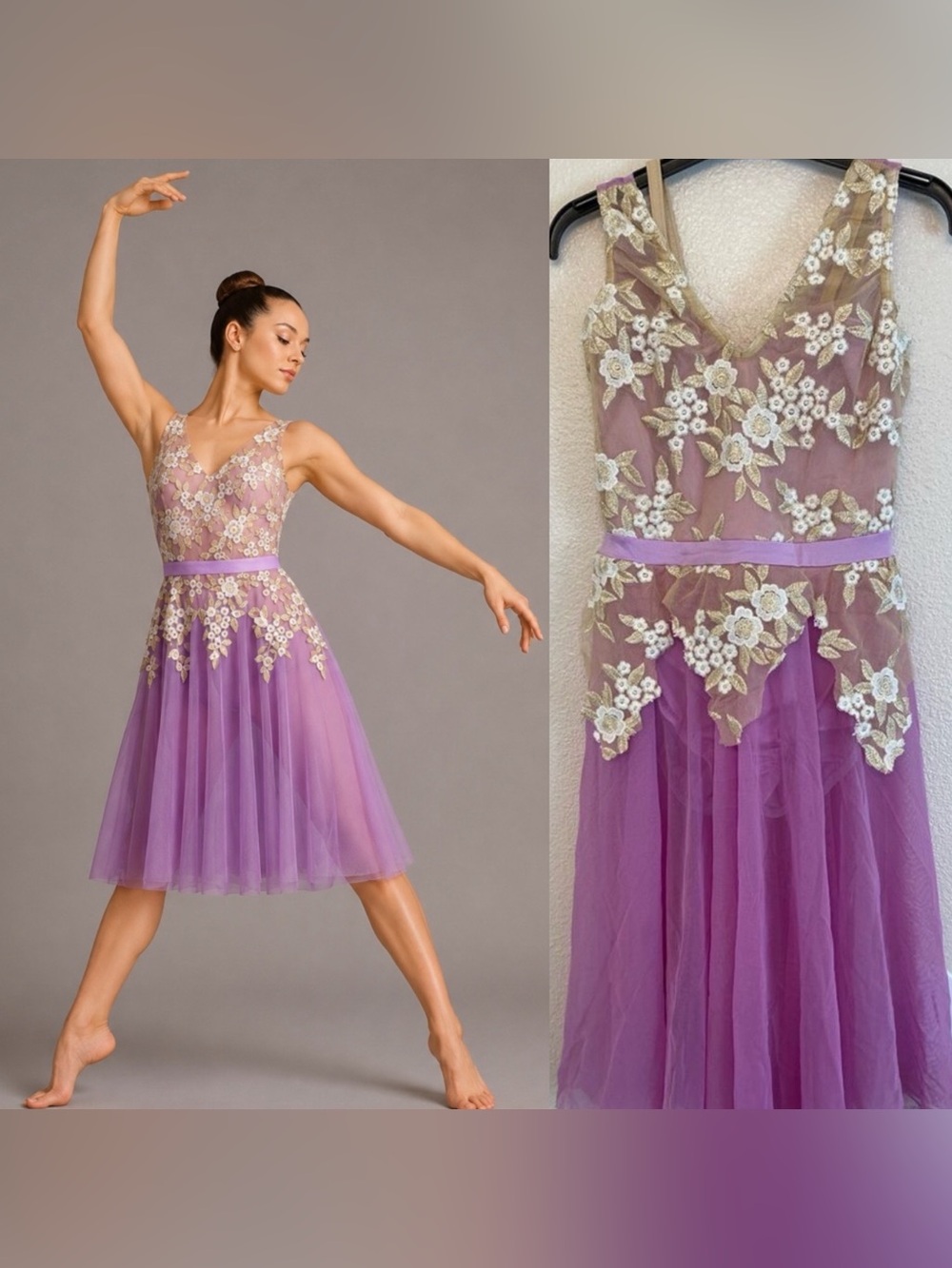 Kelle dance lyrical costume purple lavender lace Bloom Born Again teen SA-Small
